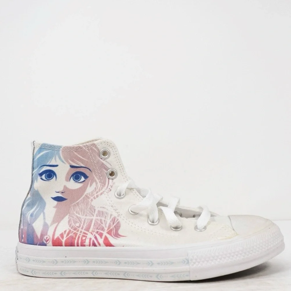 Disney Frozen 2 White Elsa Converse HiTop Chuck Taylor 367353F Size 1 Youth - Picture 1 of 9